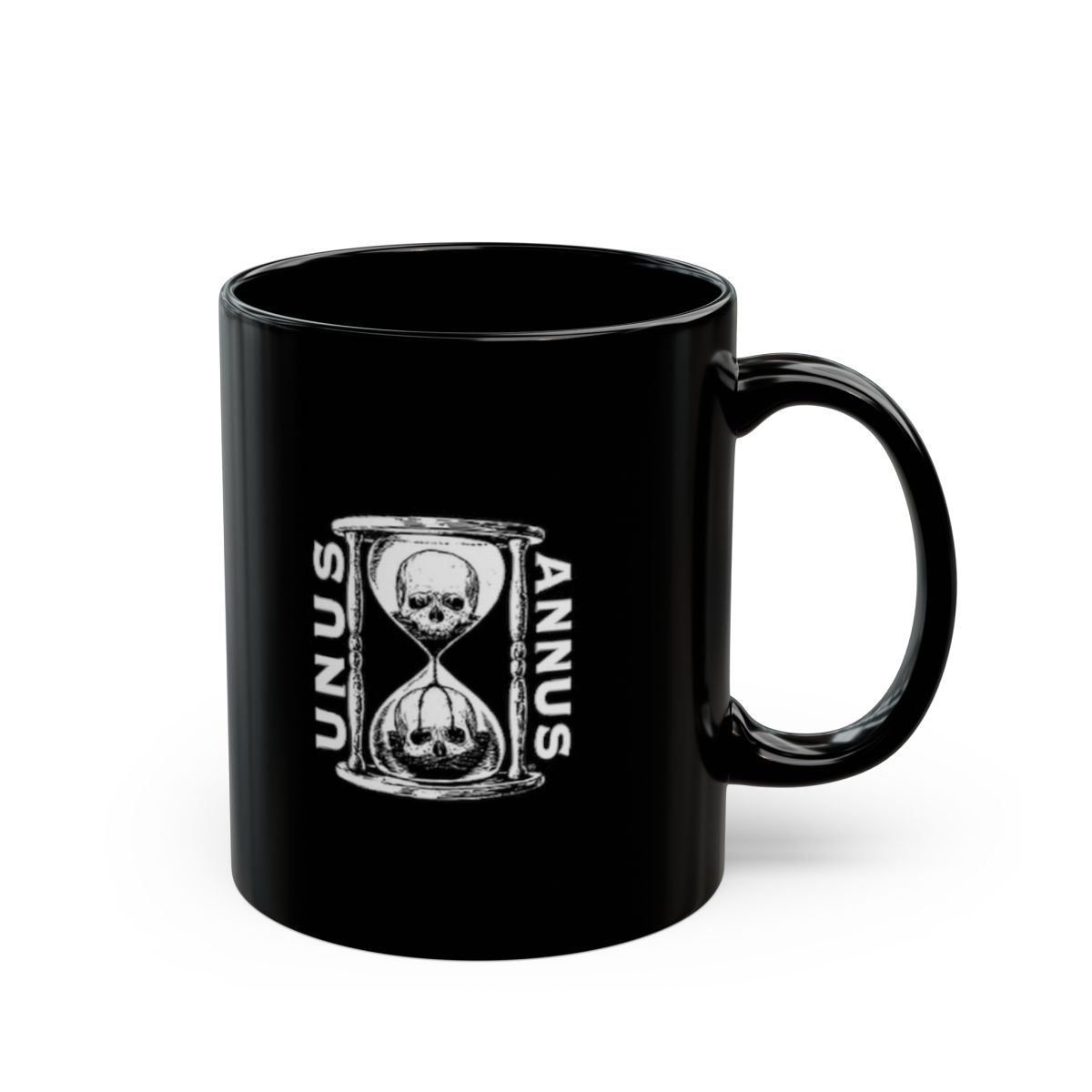 Unus Annus Hourglass Skull Mug | Black Ceramic Coffee Mug | Unnus Annus Merch - Unus Annus official Mugs & Drinkware merch